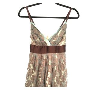 Aqua turquoise and brown lace dress